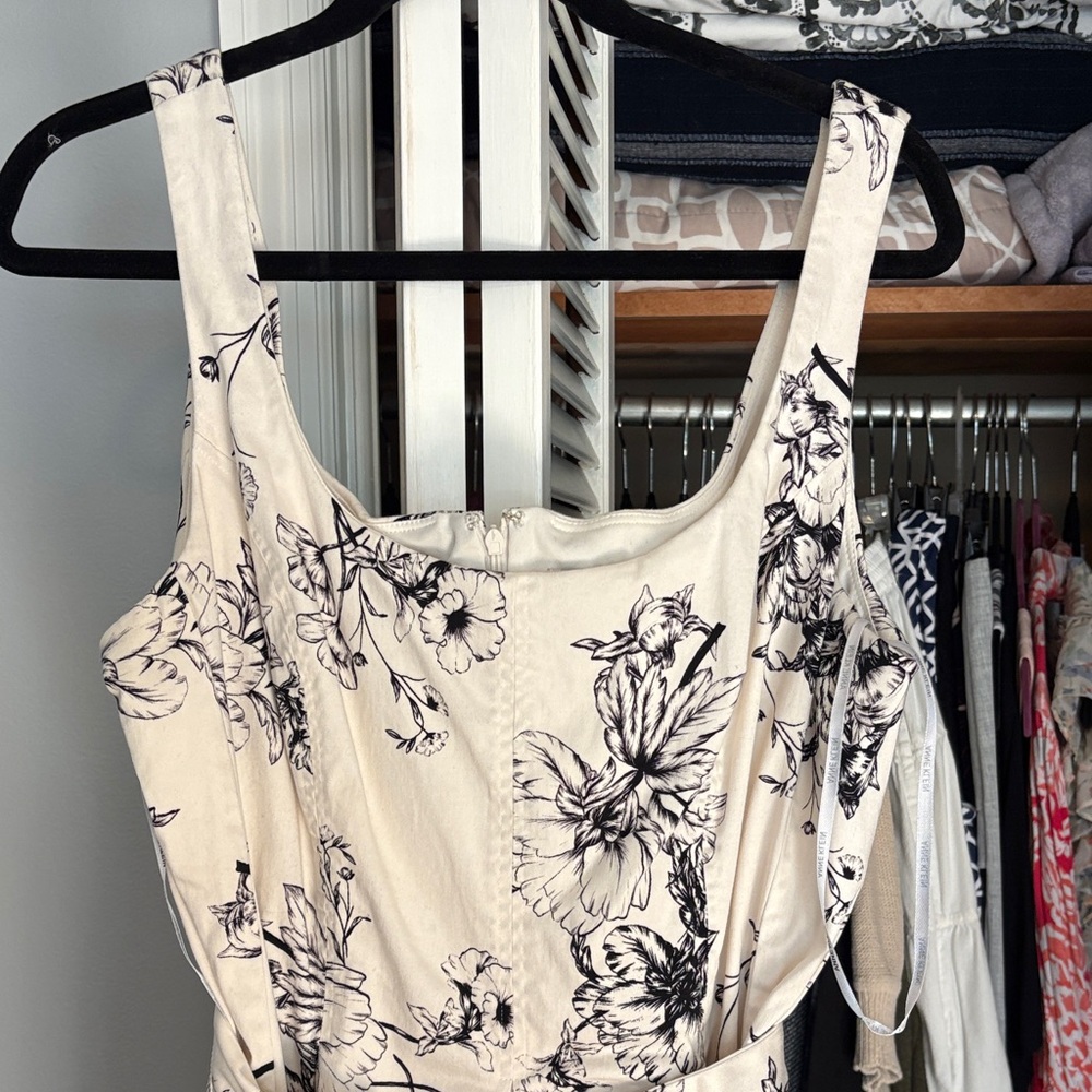 Anne Klein Black and White Floral Midi Dress - Picture 2 of 3